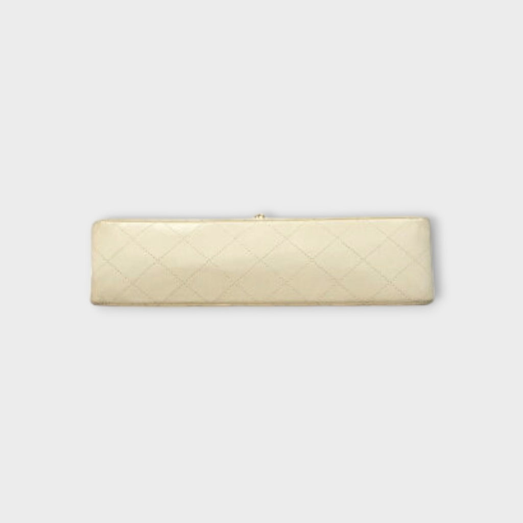 CHANEL MATRASSE W chain shoulder bag Lamb skin white with champagne gold hardwar