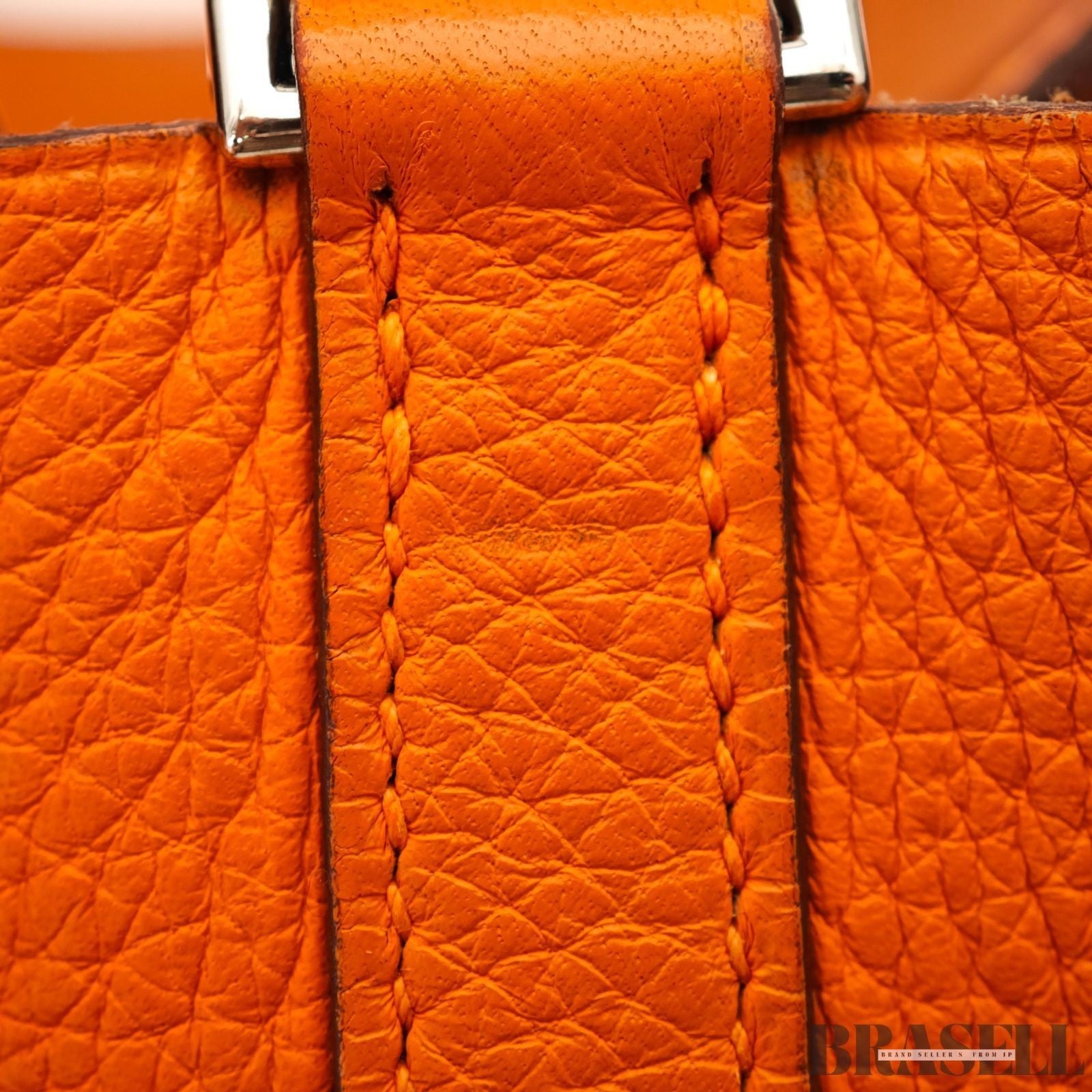 HERMES Picotin Lock MM Tote Bucket Bag Handbag Leather Orange Taurillon Clemence