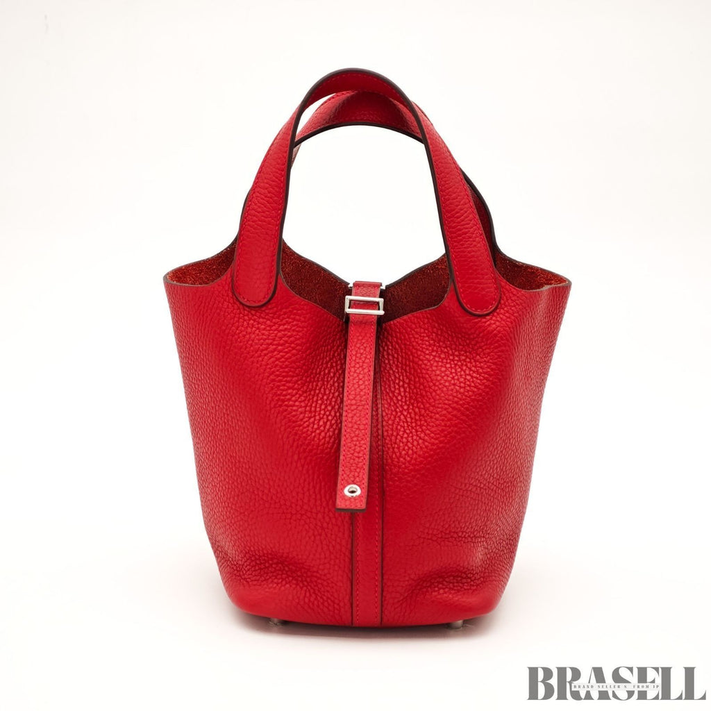 Hermes Picotin Lock PM Rouge De Coeur Bucket Bag With Box Dust Bag Padlock Key