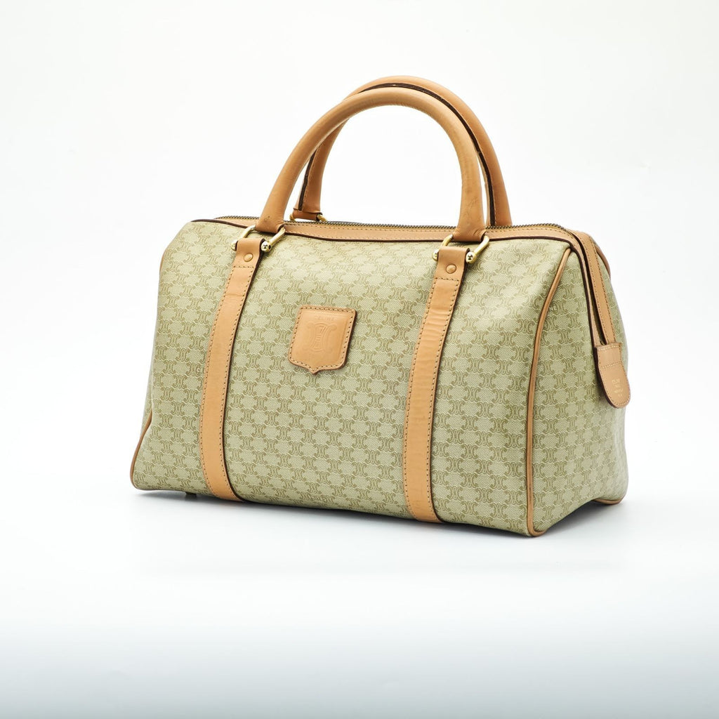 CELINE Macadam Mini Boston Bag Brown/Beige Women's