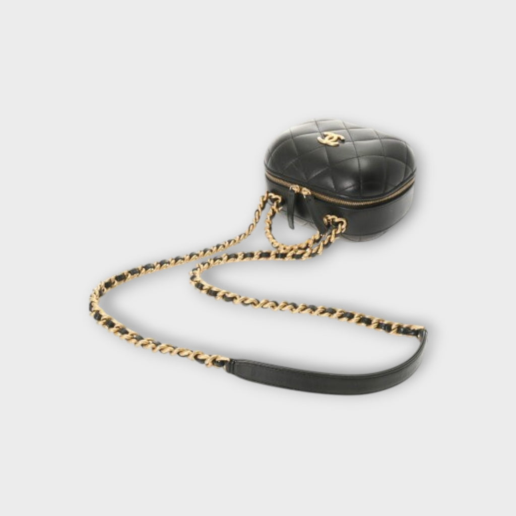 Chanel Matelasse Small Vanity Black Women's Lambskin Shoulder Bag AP2198 A Rank