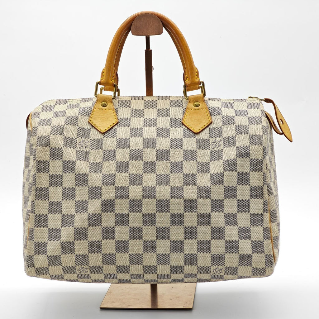 LOUIS VUITTON Damier Azur Speedy N41533 Boston Bag Large Capacity White