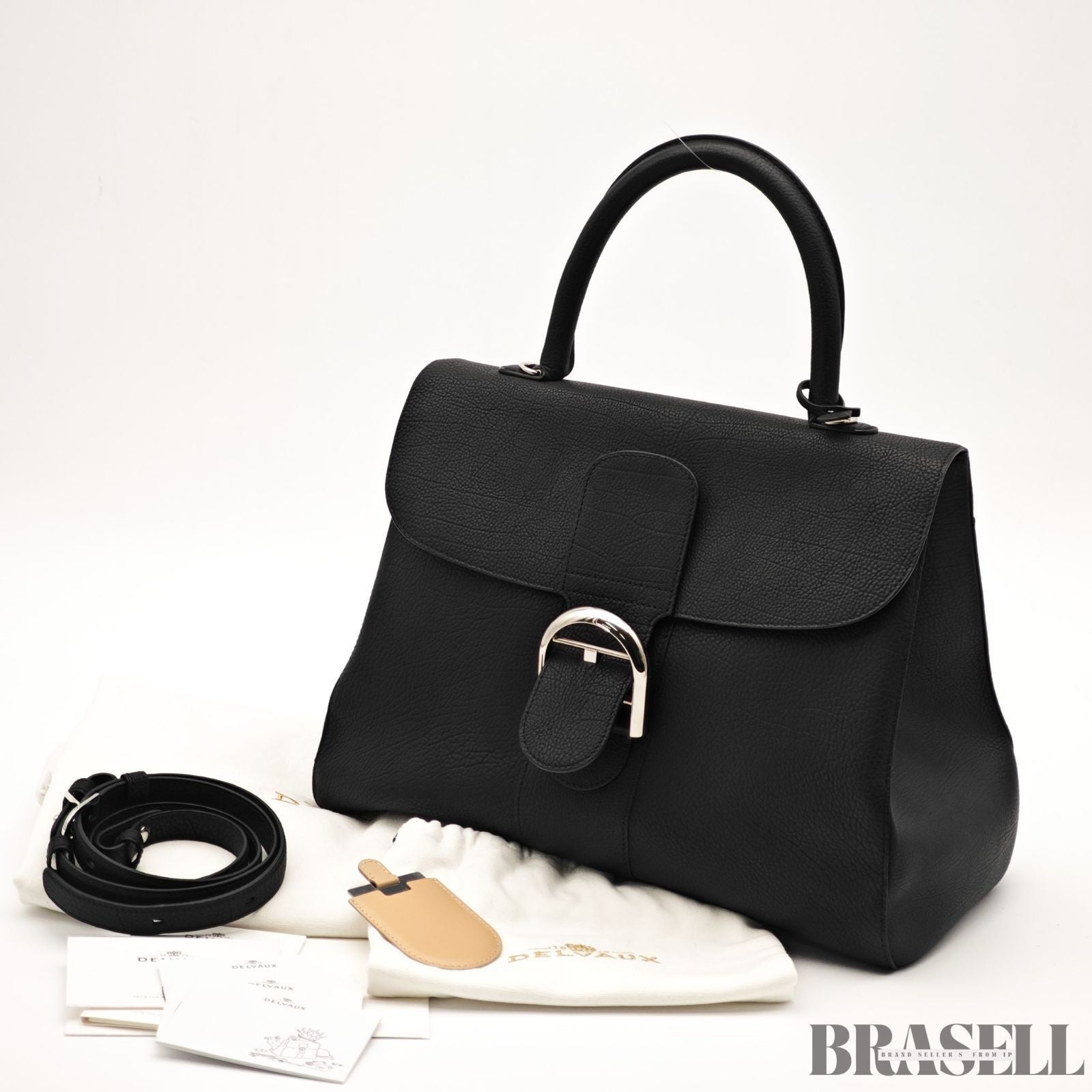 Delvaux Brillant MM Handbag Shoulder Bag 2-Way Black Women’s With Dust Bag