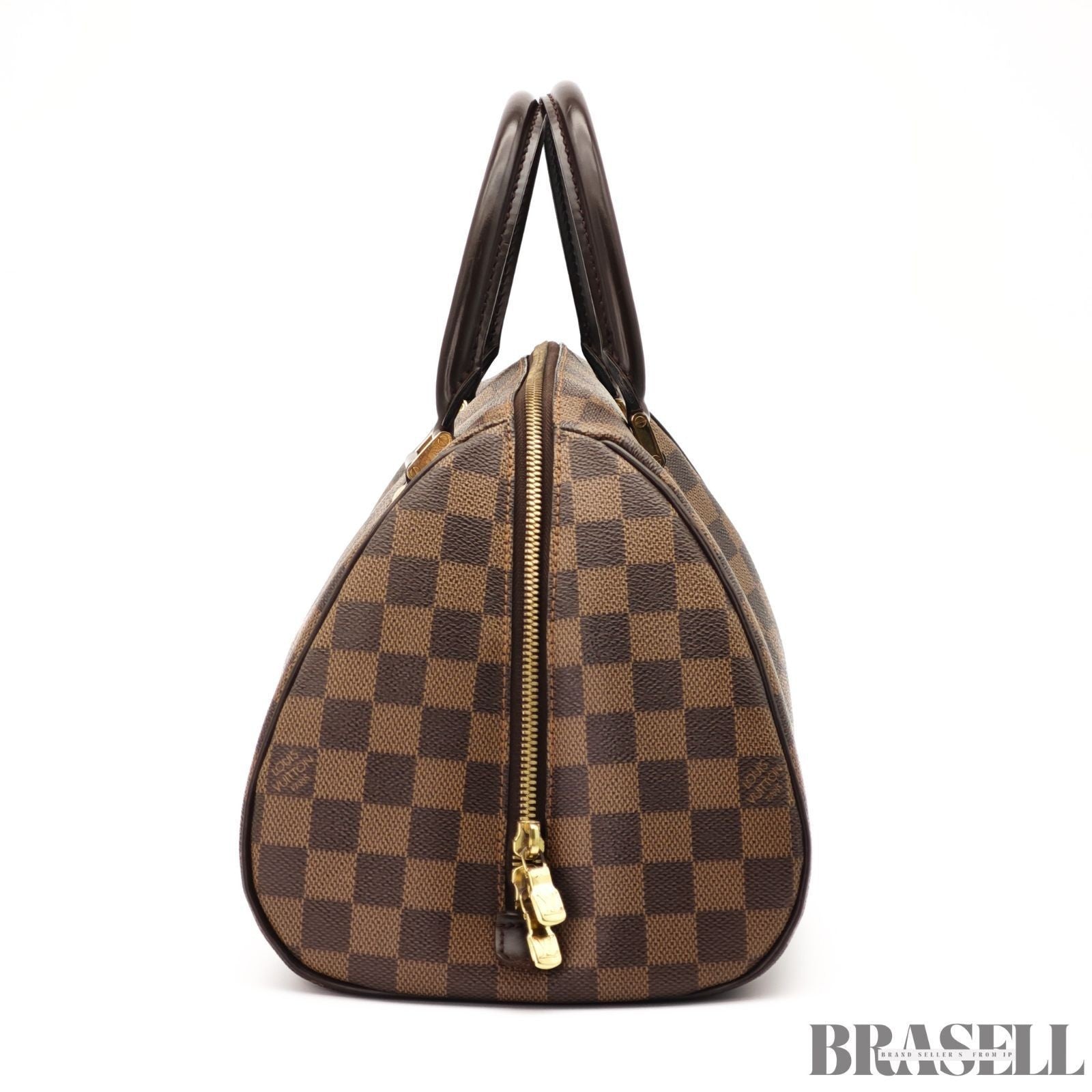 LOUIS VUITTON Logo Ribera MM Hand Bag Damier Ebene Leather Brown N41434 Spain