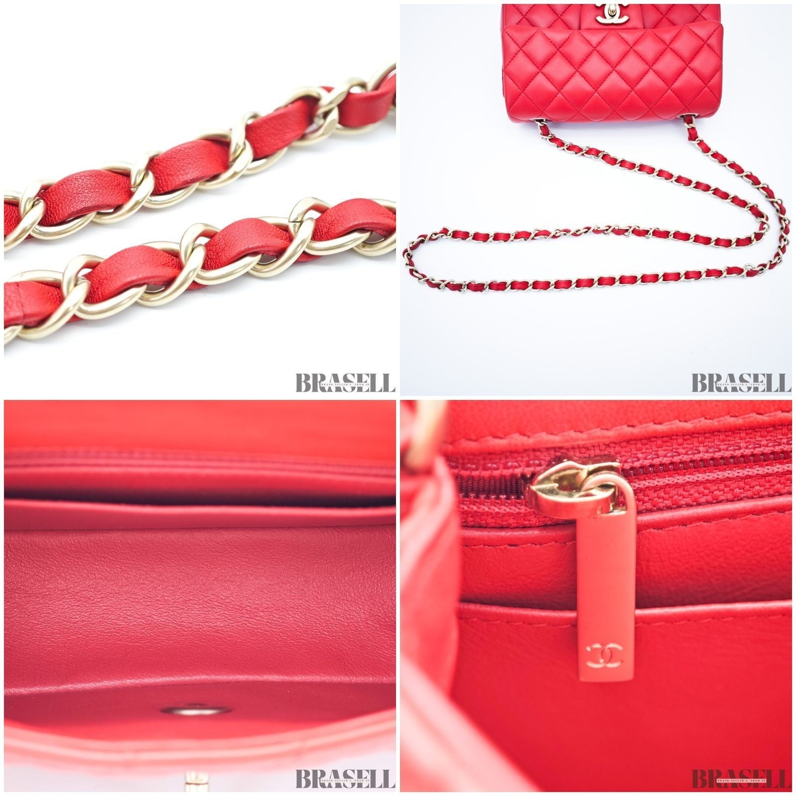 Chanel Mini Matelassé 20 Lambskin Single Flap Shoulder Bag Red Women
