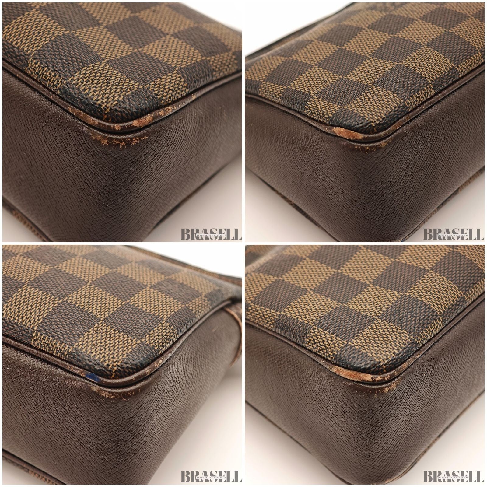LOUIS VUITTON  Trousse Makeup Poach Hand Bag Damier Ebene Leather Brown N51982