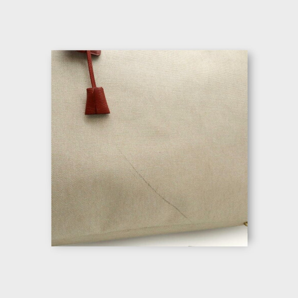 Hermès Victoria 60 Boston Bag Toile H Natural Red【A】