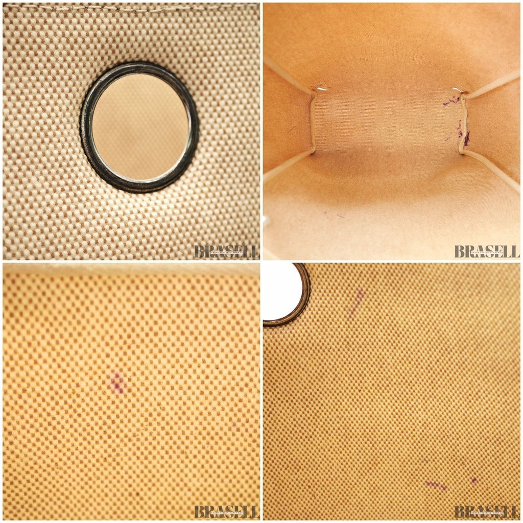 Hermès Herbag MM Handbag Trapezoid Canvas Large Beige Unisex With Padlock