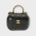 Chanel Matelasse Small Vanity Black Women's Lambskin Shoulder Bag AP2198 A Rank