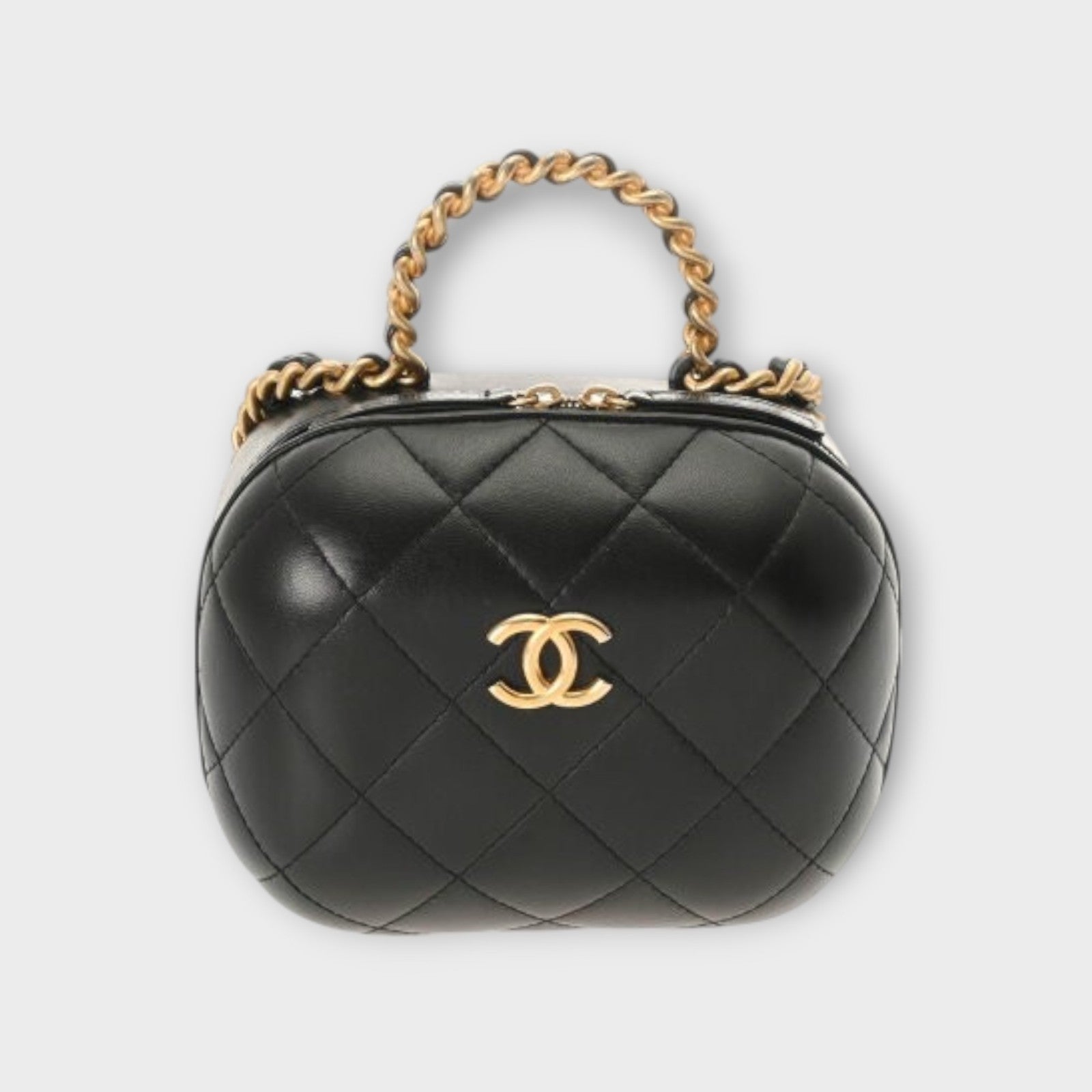 Chanel Matelasse Small Vanity Black Women's Lambskin Shoulder Bag AP2198 A Rank