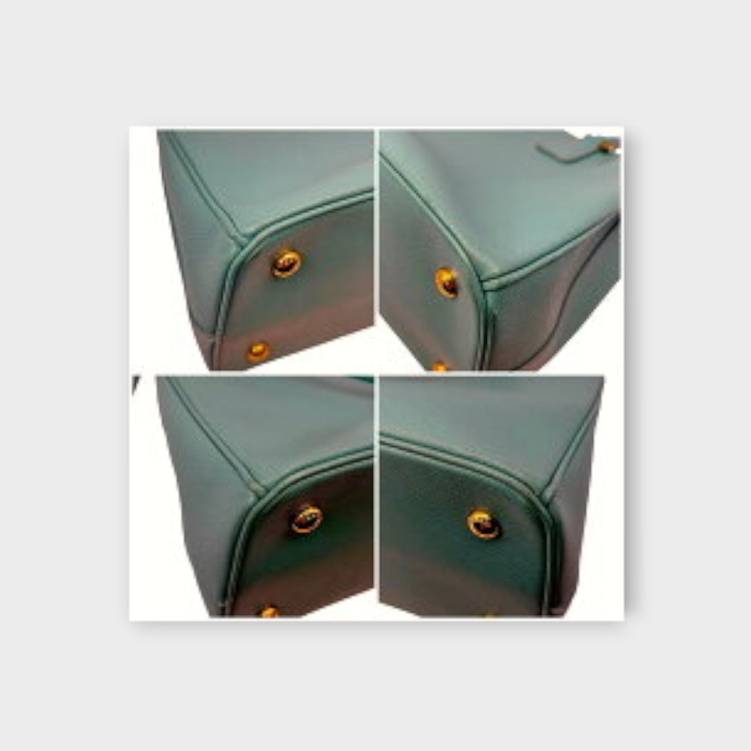 Prada Handbag with Shoulder Strap Leather Blue Green【A】