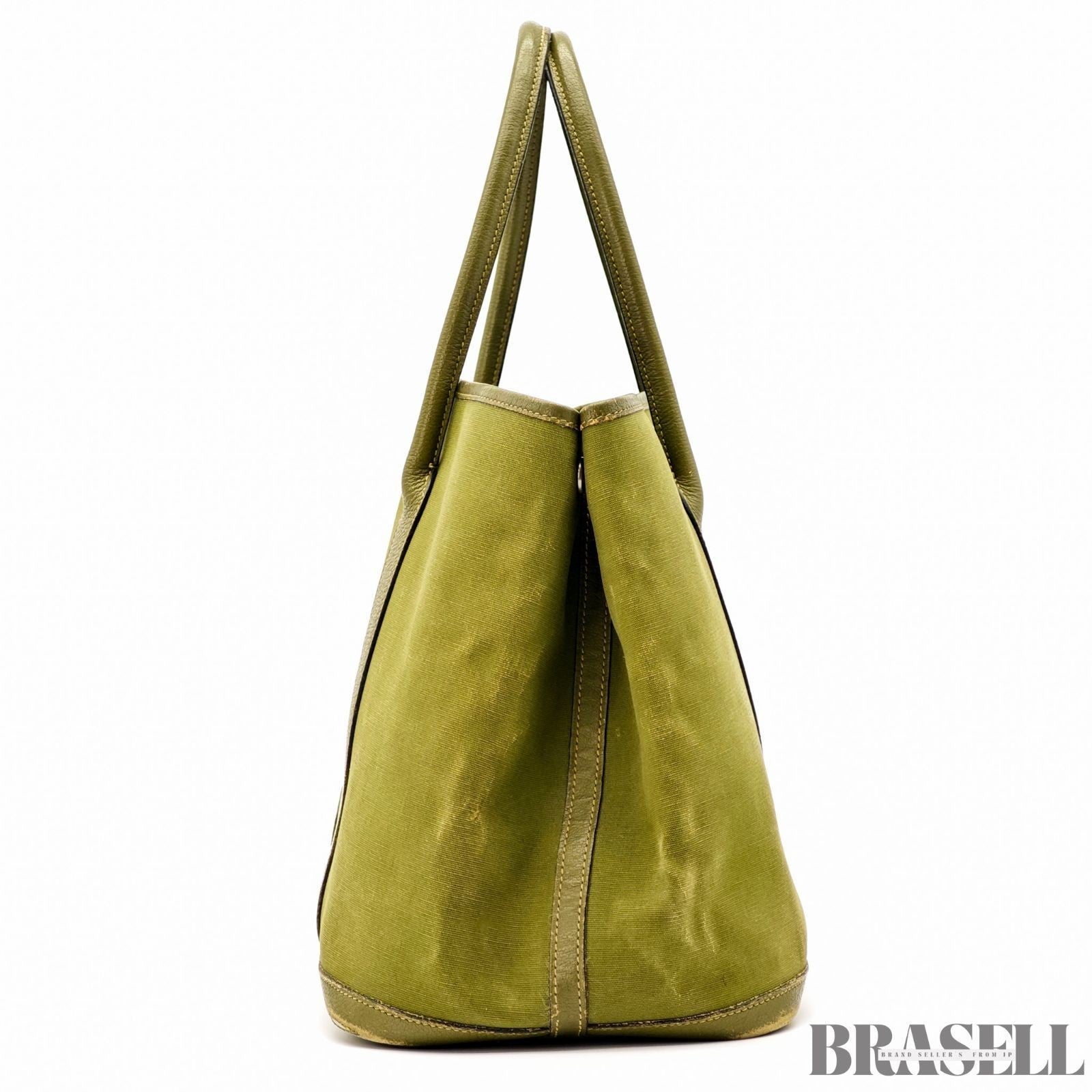 Hermès Garden Party PM Khaki Riken Tote Bag Handbag Toile Officier Leather