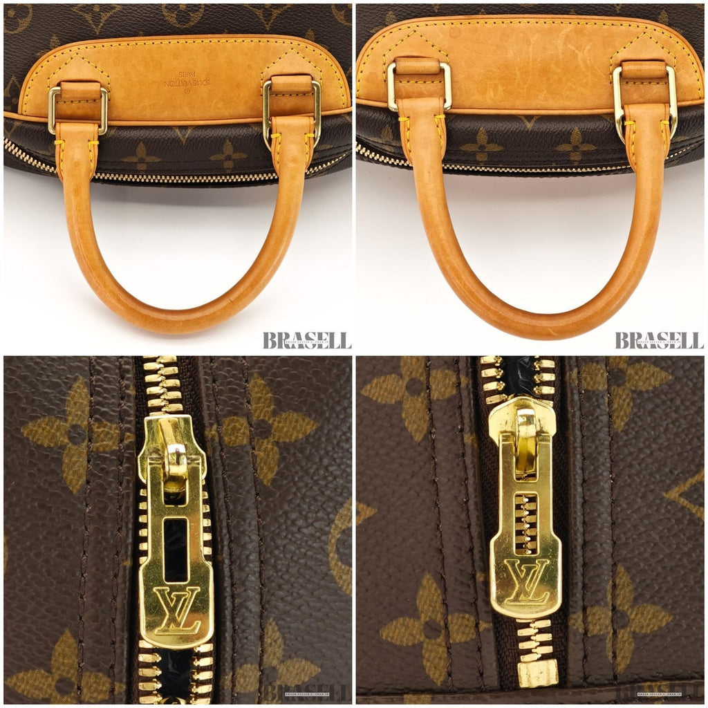 Louis Vuitton Trouville Monogram Handbag M42228 Tote Bag Brown PVC Leather Women