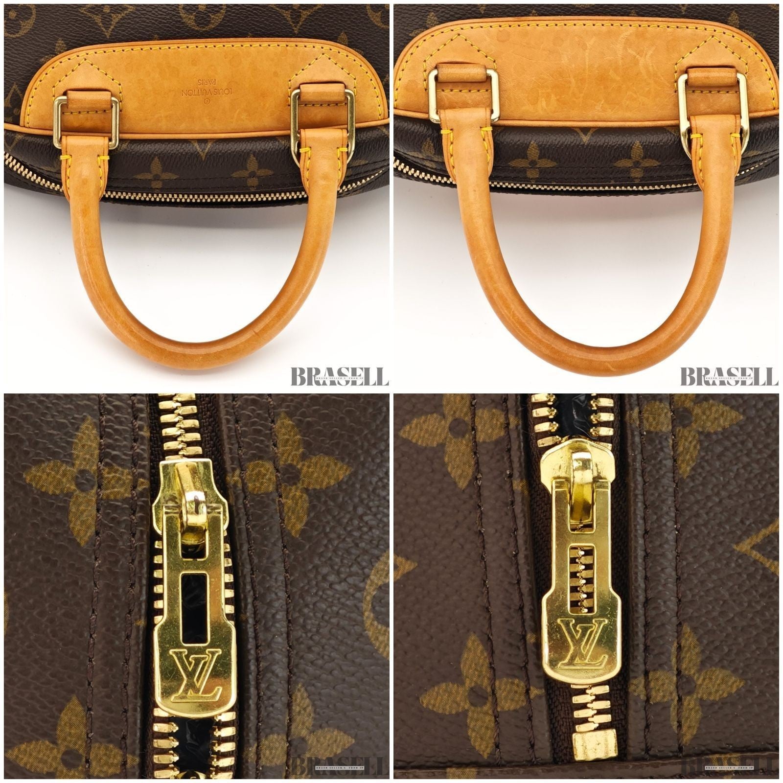 Louis Vuitton Trouville Monogram Handbag M42228 Tote Bag Brown PVC Leather Women
