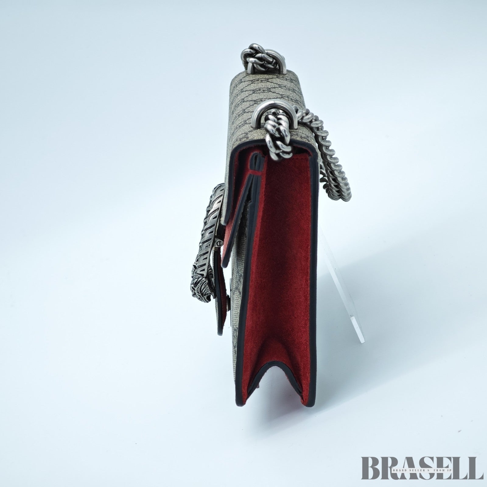 GUCCI Dionysus Mini Chain 421970 GG Supreme Suede Beige/Red