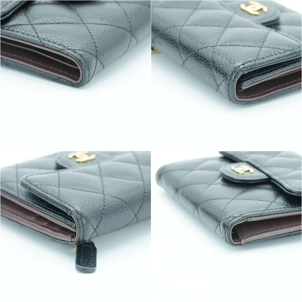 CHANEL Matelasse Bifold Wallet with Bill Compartment and Card Case Black