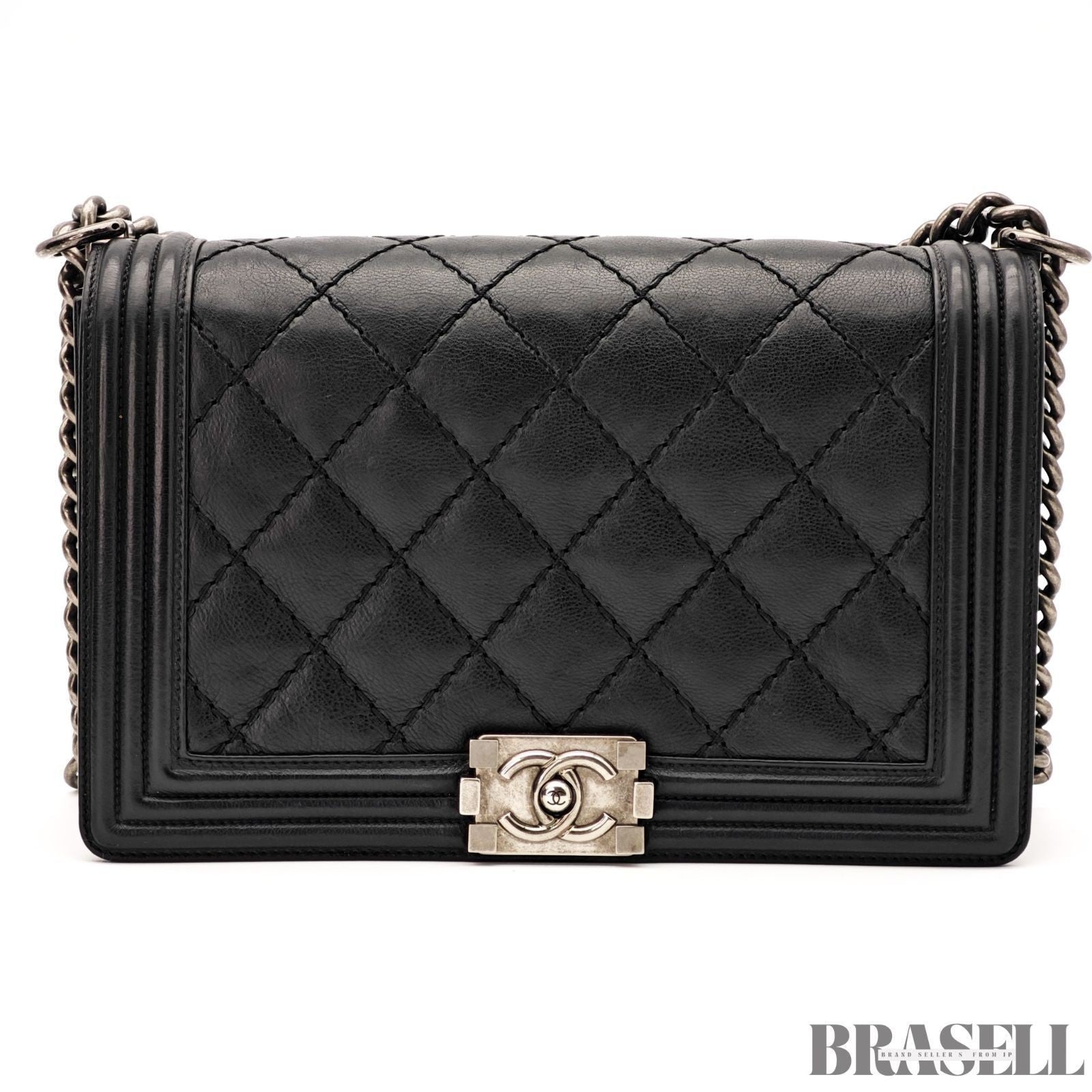 CHANEL Boy Chanel Flap Chain Shoulder Bag Black With Box Dust Bag Women