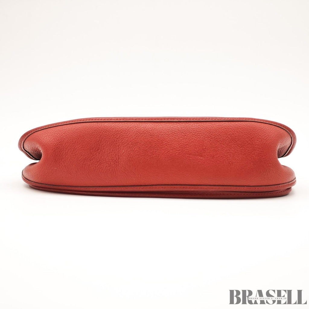 HERMES Evelyne II Shoulder Bag Brown Clemence Leather with Strap