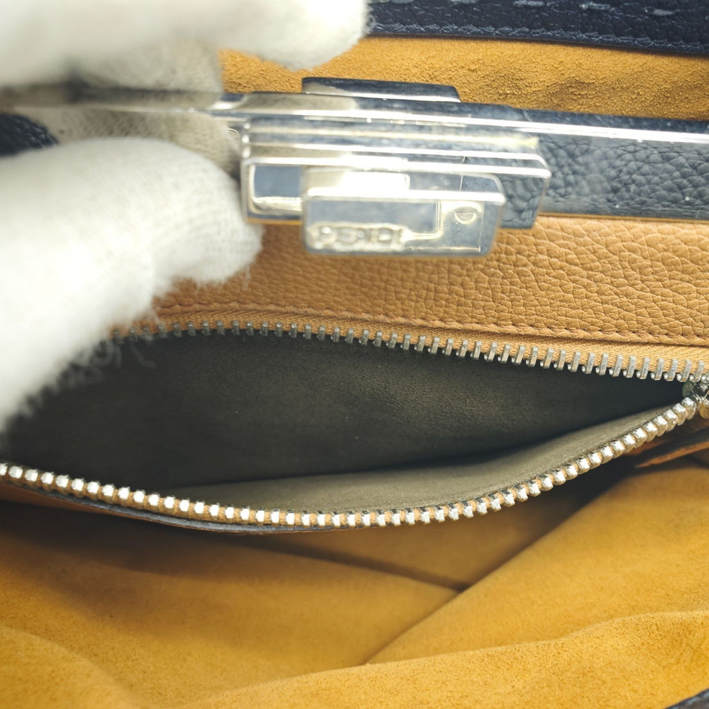 FENDI Selleria Peekaboo Handbag Tote Bag 8BN290 Leather Black