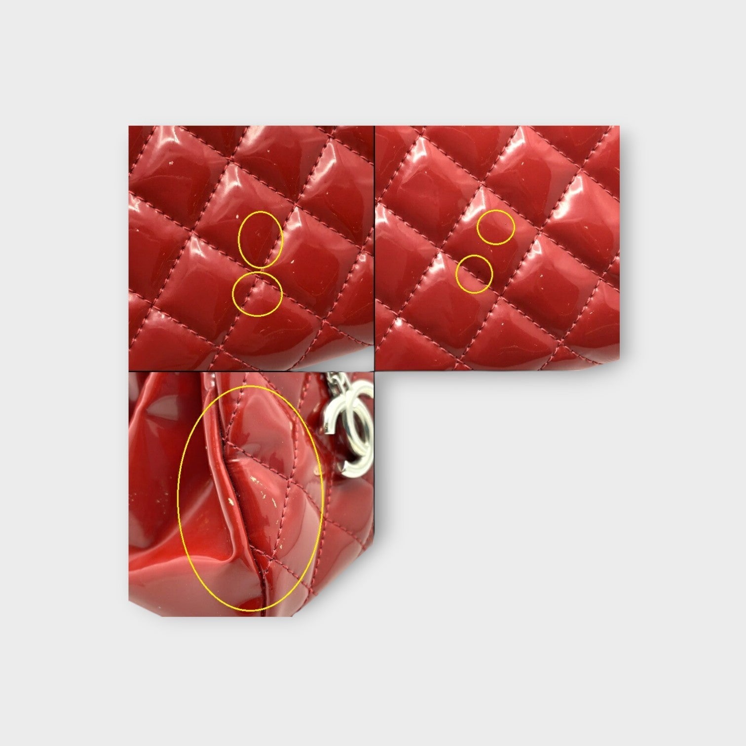 CHANEL Mademoiselle Chain Shoulder Bag Matelassé Coco Mark Red Leather 【B】