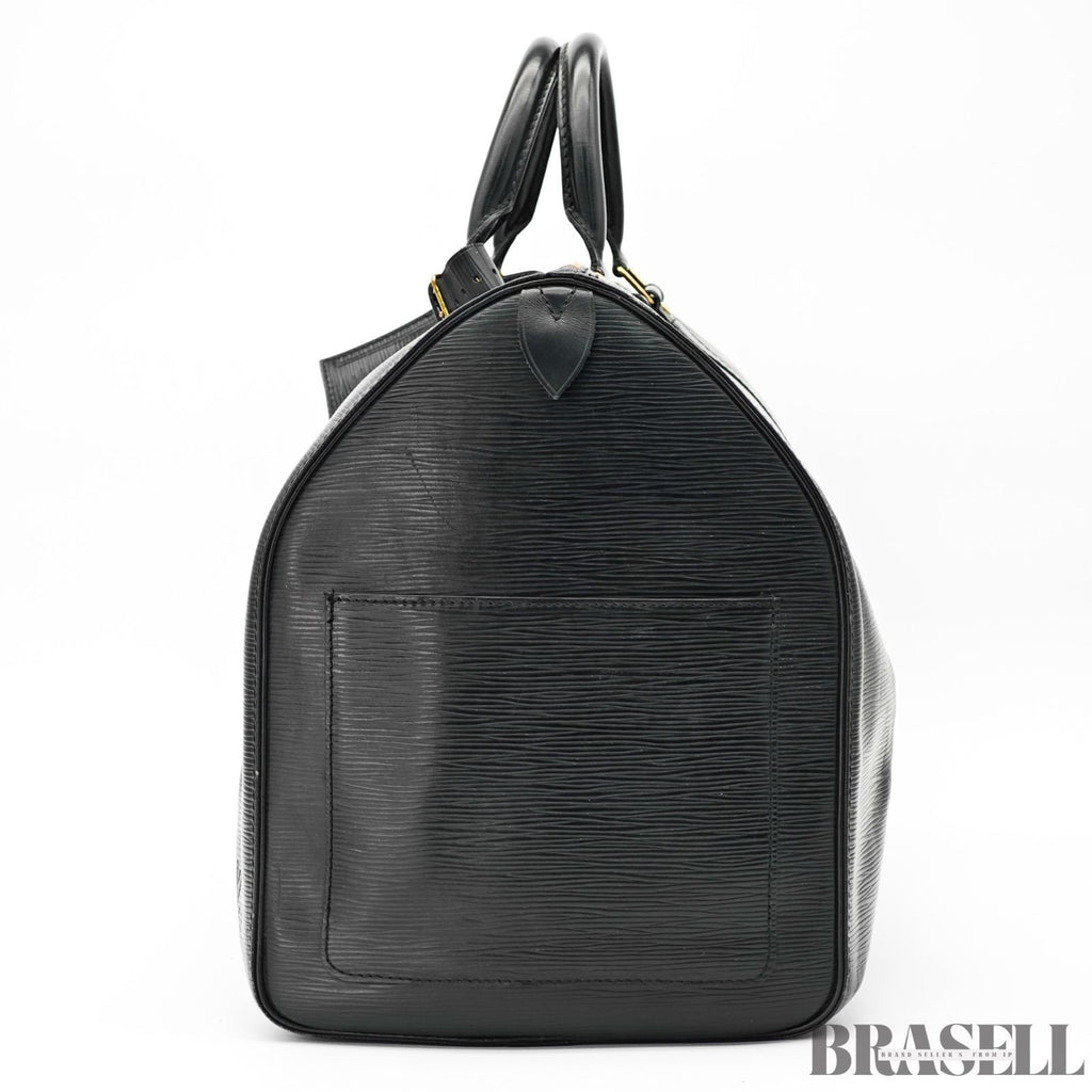 Louis Vuitton Epi Leather Keepall 50 Black Embossed Logo Boston Bag Travel Large