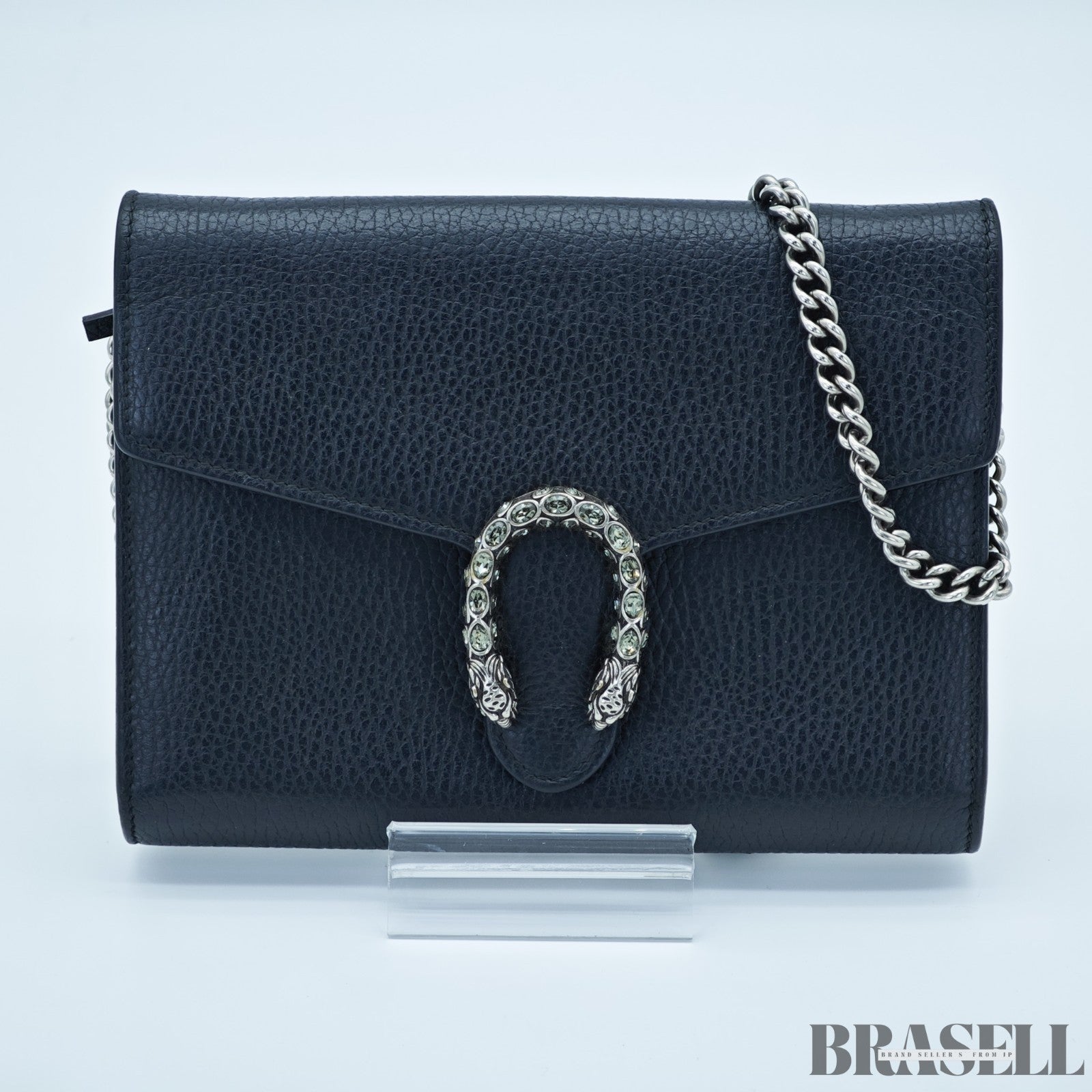 GUCCI Dionysus Tiger Head Chain Wallet 401231 Leather Black