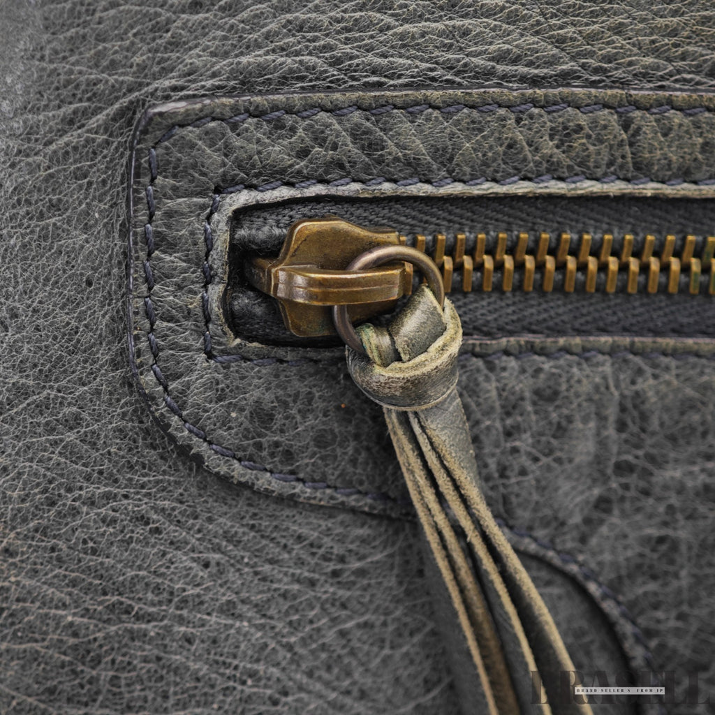 BALENCIAGA The Day Shoulder Bag Leather Hobo Bag Black