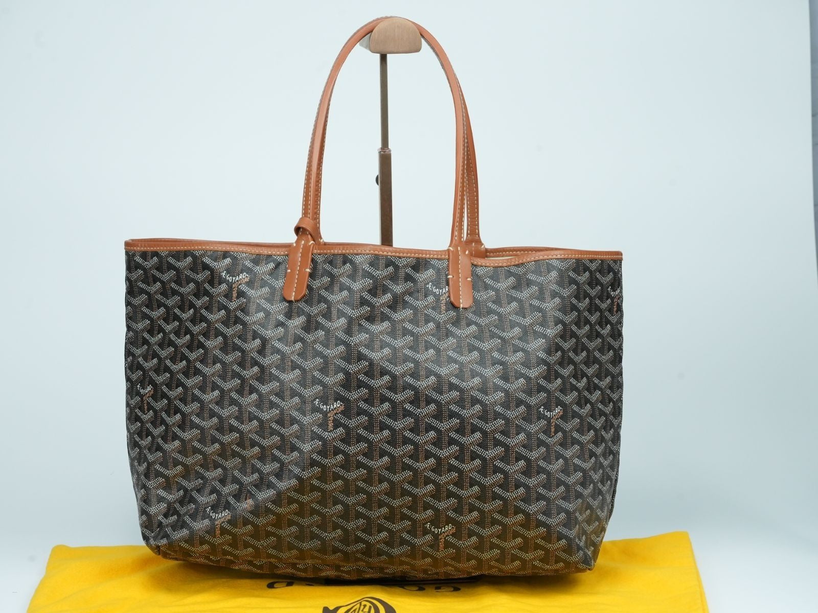 GOYARD Saint Louis PM Tote Bag Canvas Leather Handle Black Women's With Pouch
