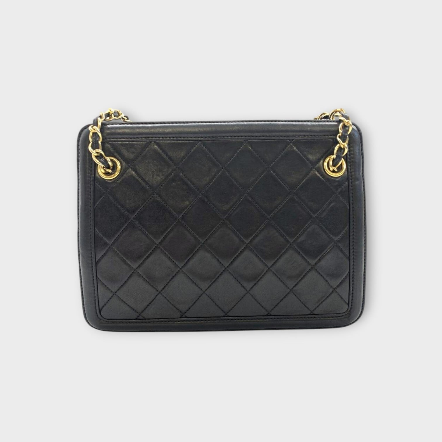CHANEL Matelassé Fringe Chain Shoulder Bag Lambskin Black Gold Hardware 【B】