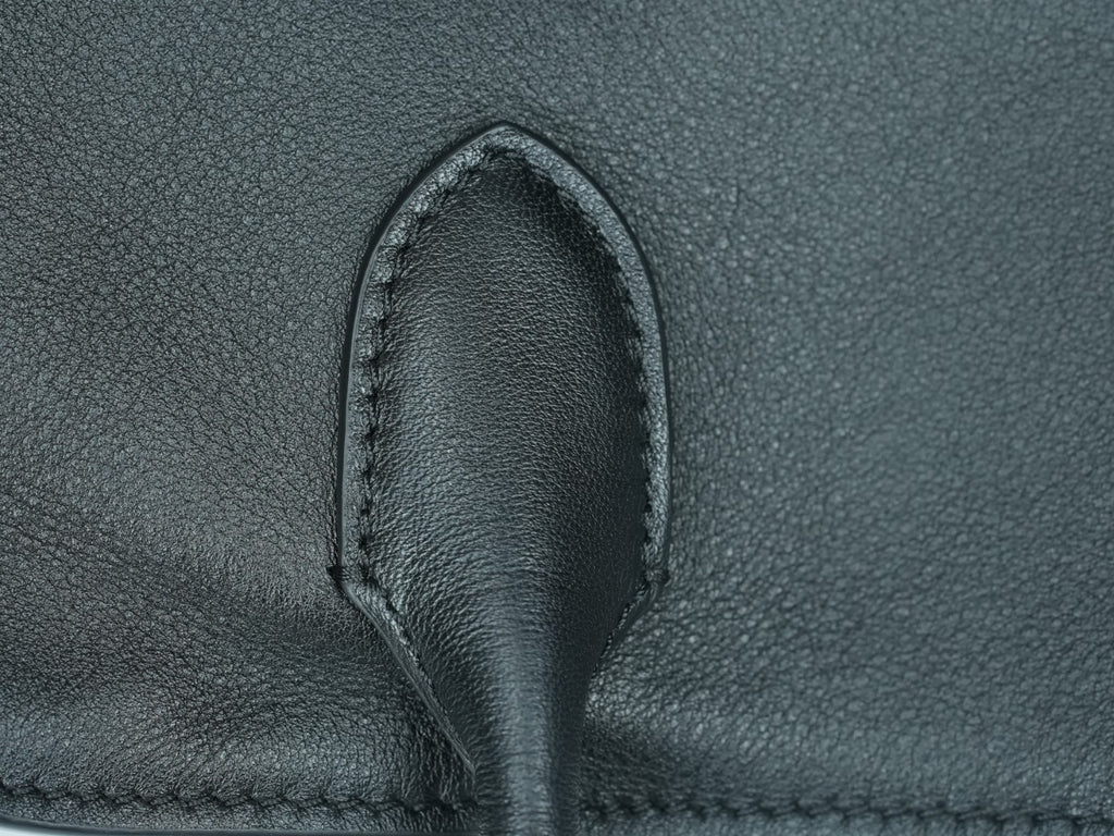 The Row Soft Margaux 15 Bag in Black saddle leather