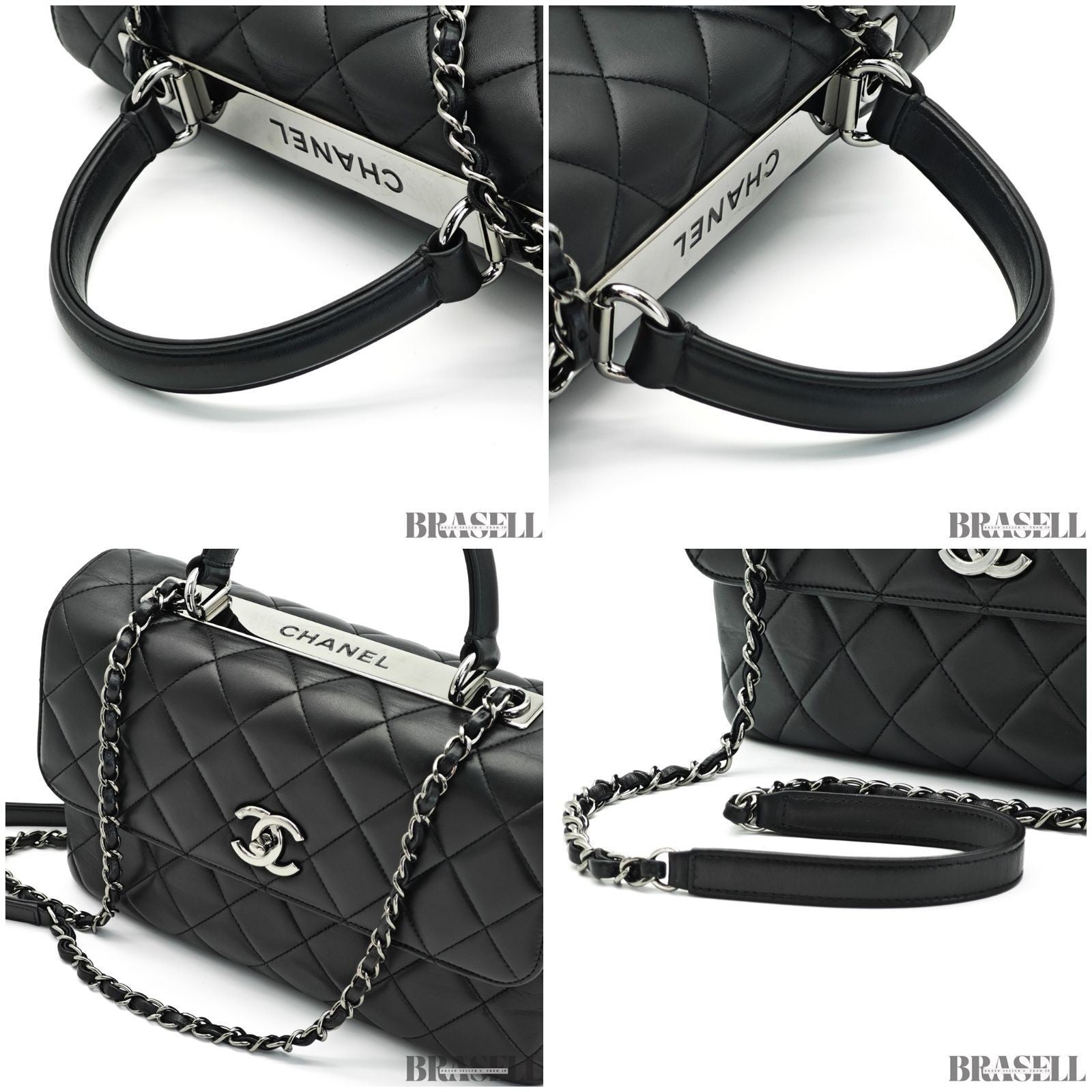 Chanel Top Handle Flap A92236 Y60767 94305 Shoulder Bag Handbag 2Way Black