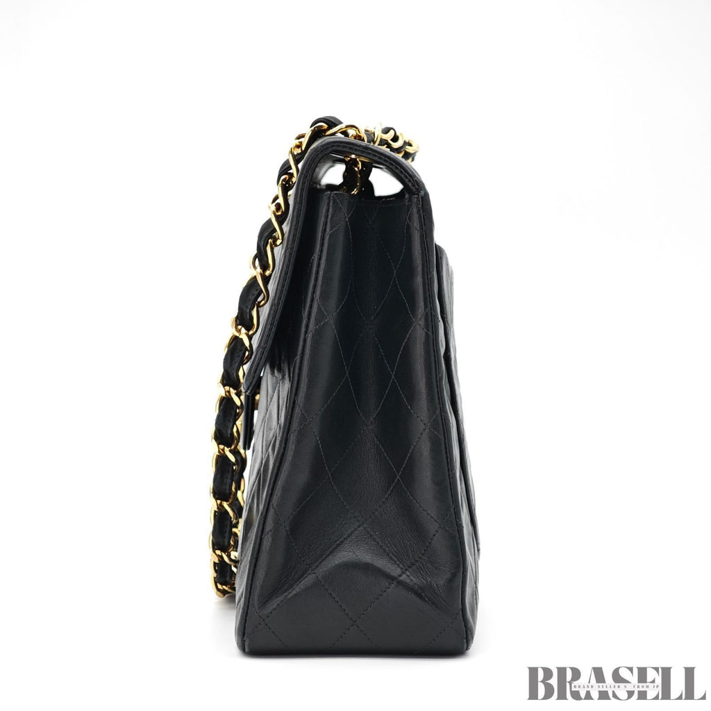 CHANEL Maxi Jumbo Matelasse Lambskin Flap Bag Black Quilted Shoulder Bag Women