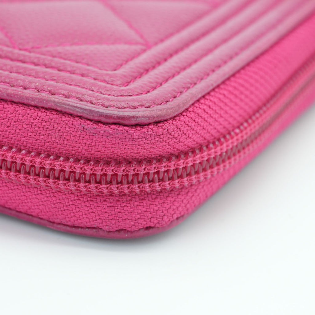 CHANEL Boy Chanel Caviar Leather Long Wallet Pink Women's 23 Series