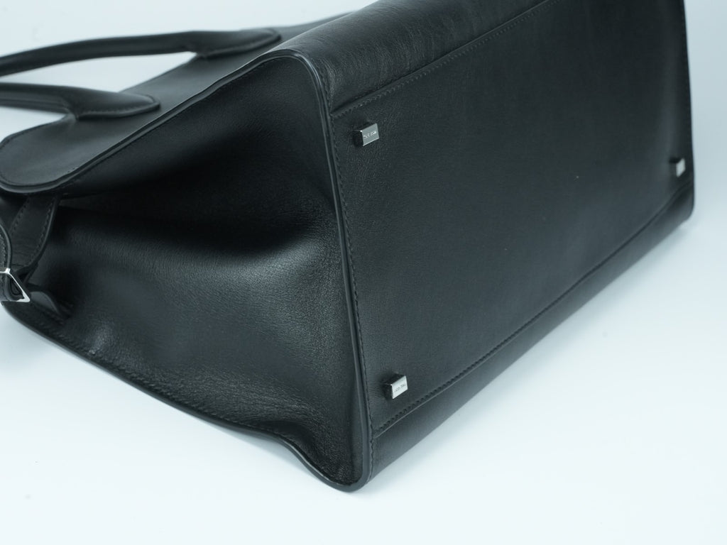 The Row Soft Margaux 15 Bag in Black saddle leather
