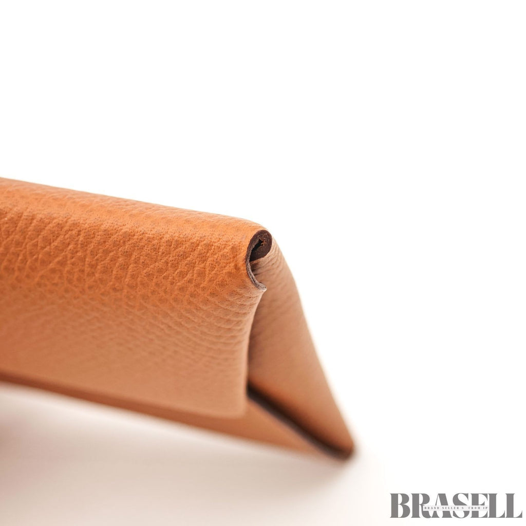 Hermes Bastia Coin Case Campact Wallet Leather France Gold Unisex w/Box