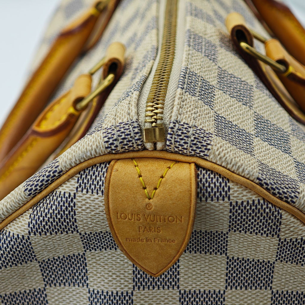 LOUIS VUITTON Damier Azur Speedy N41533 Boston Bag Large Capacity White