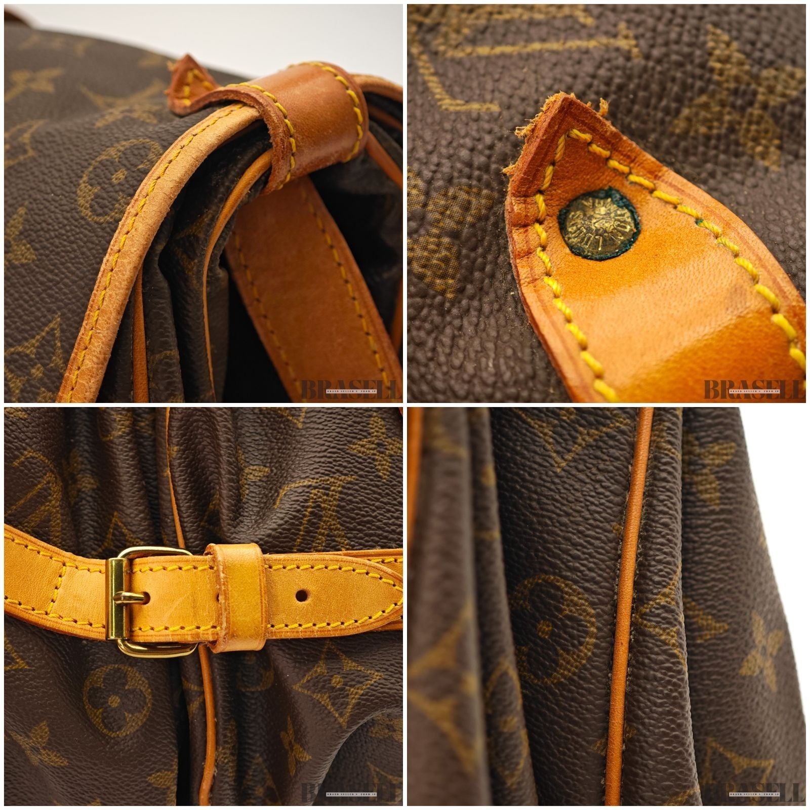 Louis Vuitton Saumur 35 M42254 Shoulder Bag Monogram Canvas Leather Brown Women