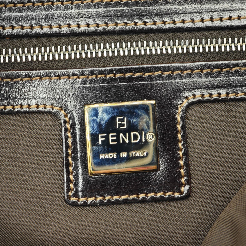 FENDI Mamma Bucket Handbag Canvas and Leather Beige Women's