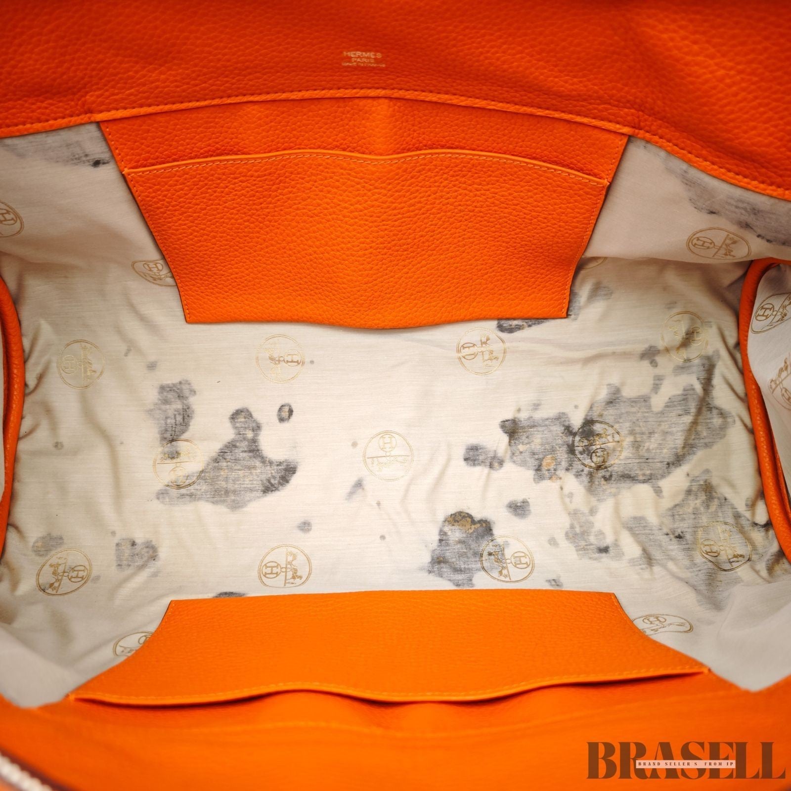 Hermes Atlas 42 Leather Bag Handbag Horizontal Orange Women's Shoulder Bag