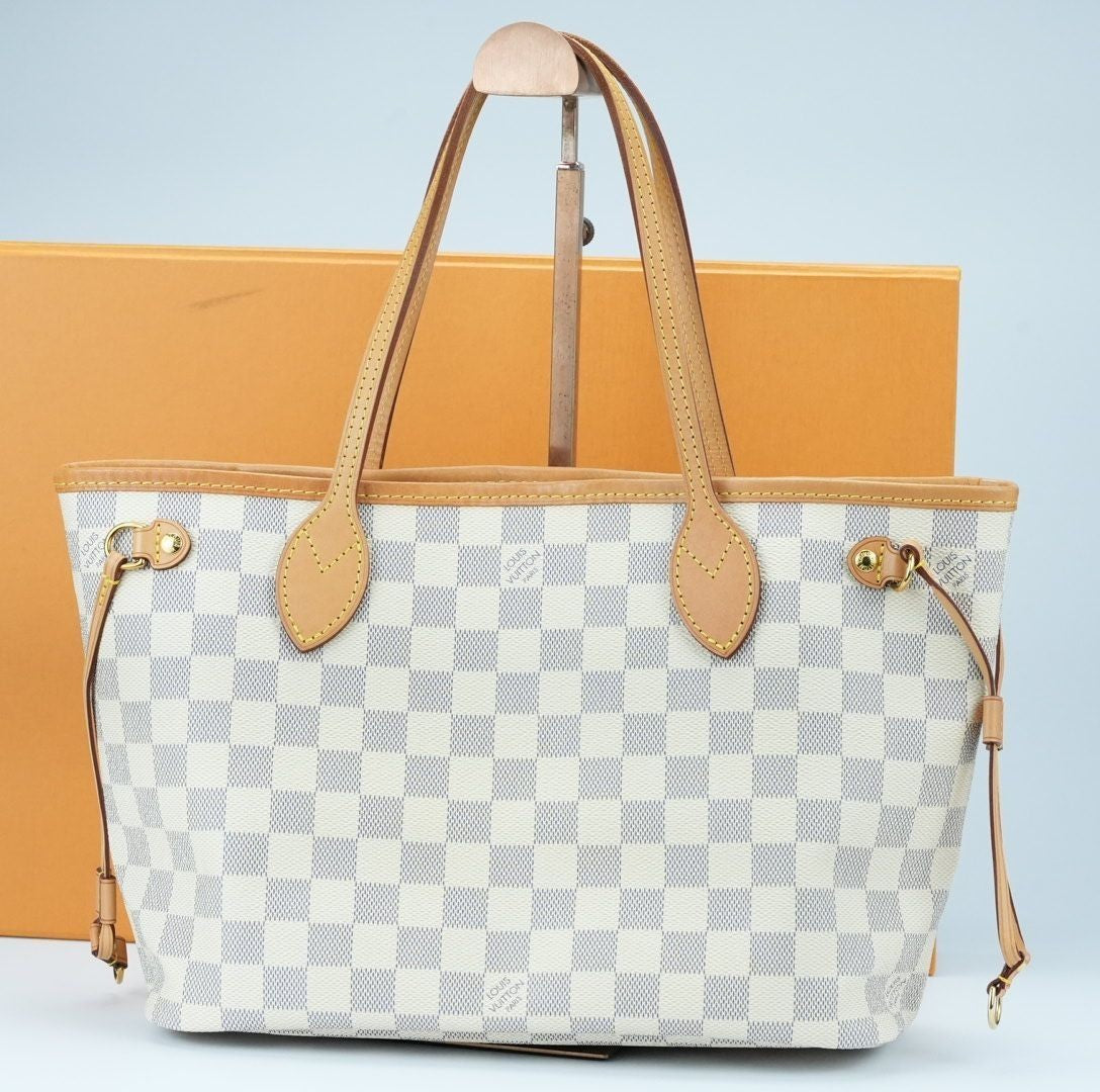 LOUIS VUITTON Damier Azur Neverfull PM N41362 Handbag Tote Bag with Pouch