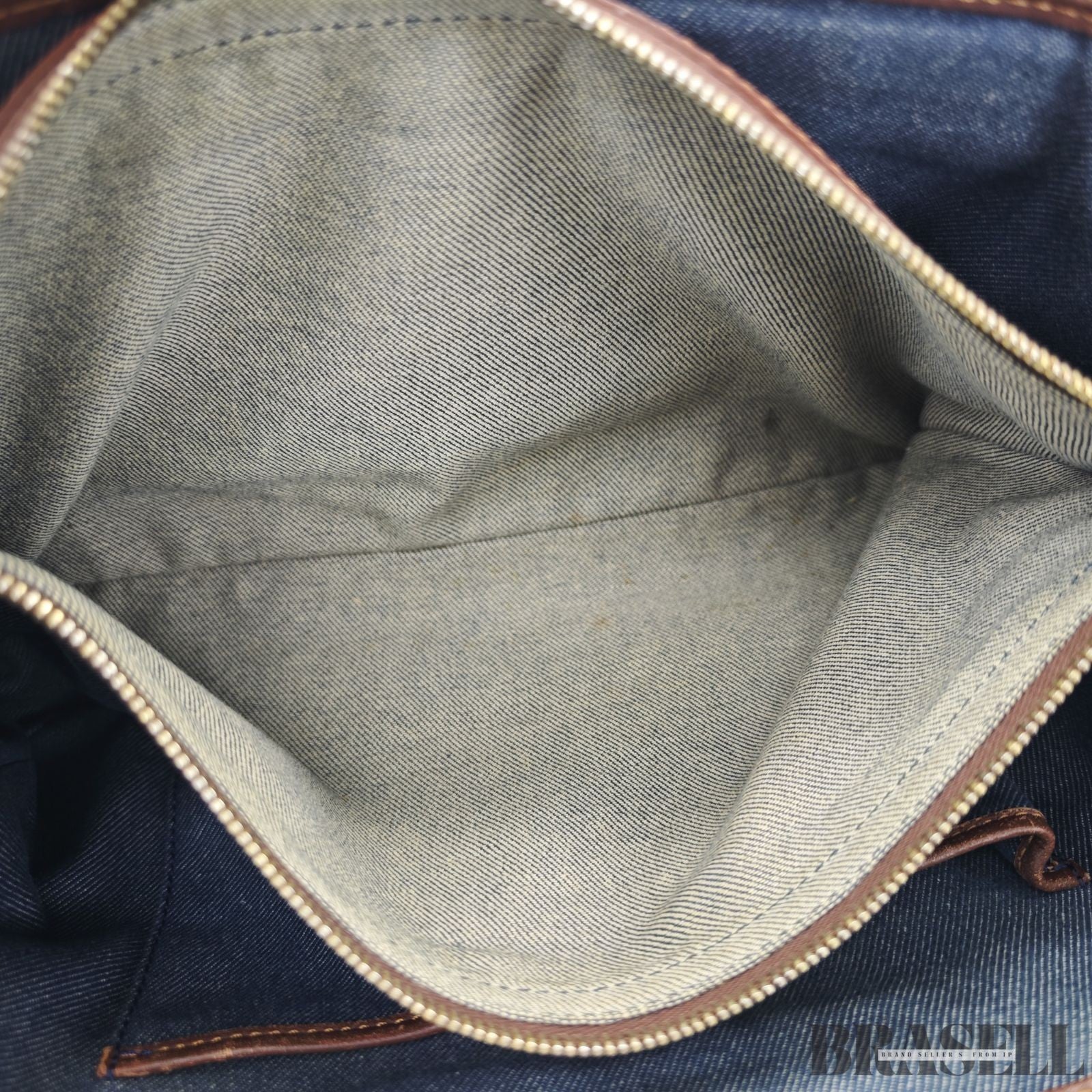 CELINE Macadam Boogie Bag YS00/75 Canvas Handbag in Blue Denim/Brown
