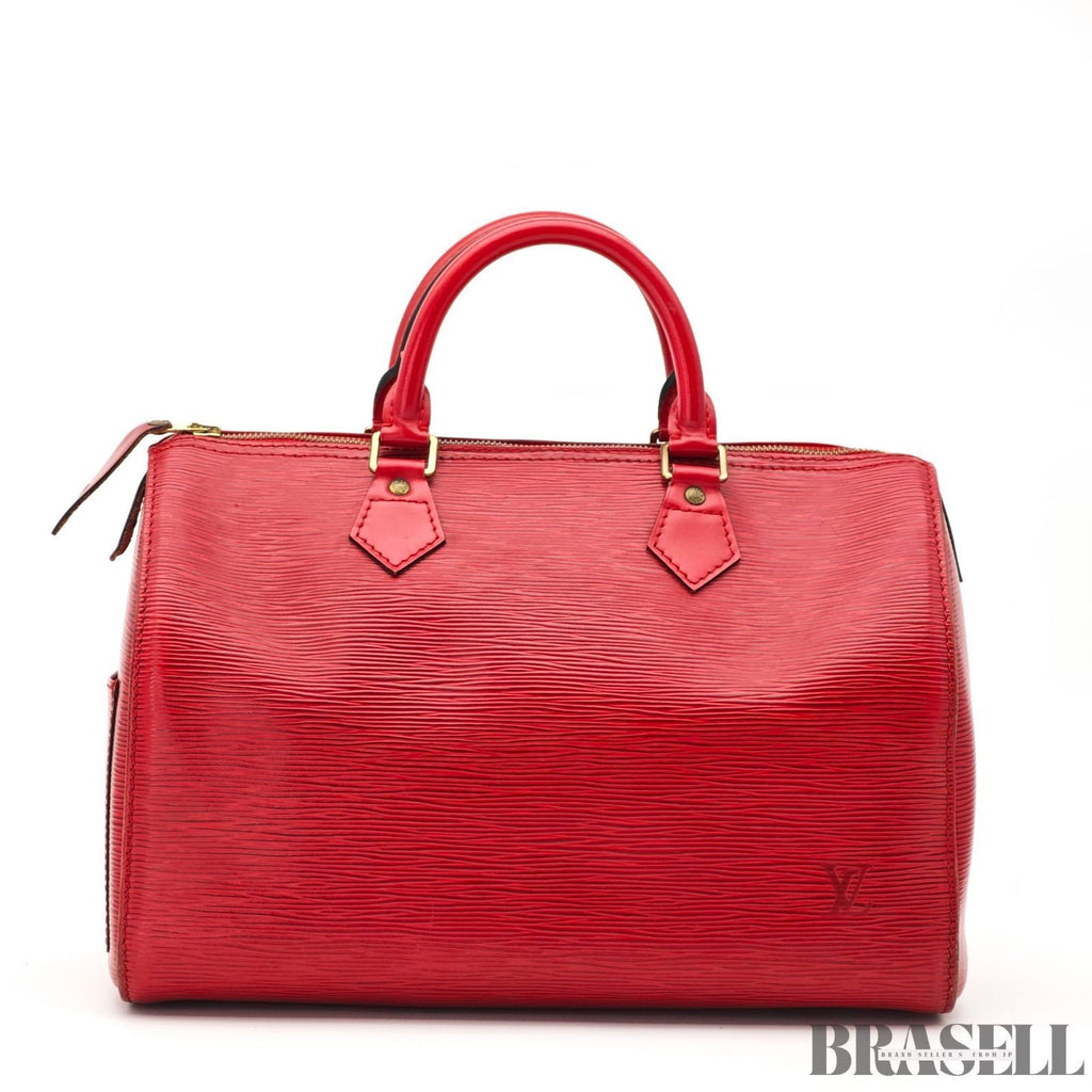 Louis Vuitton Epi Leather Speedy 30 Red Vintage Handbag Mini Boston Bag Women