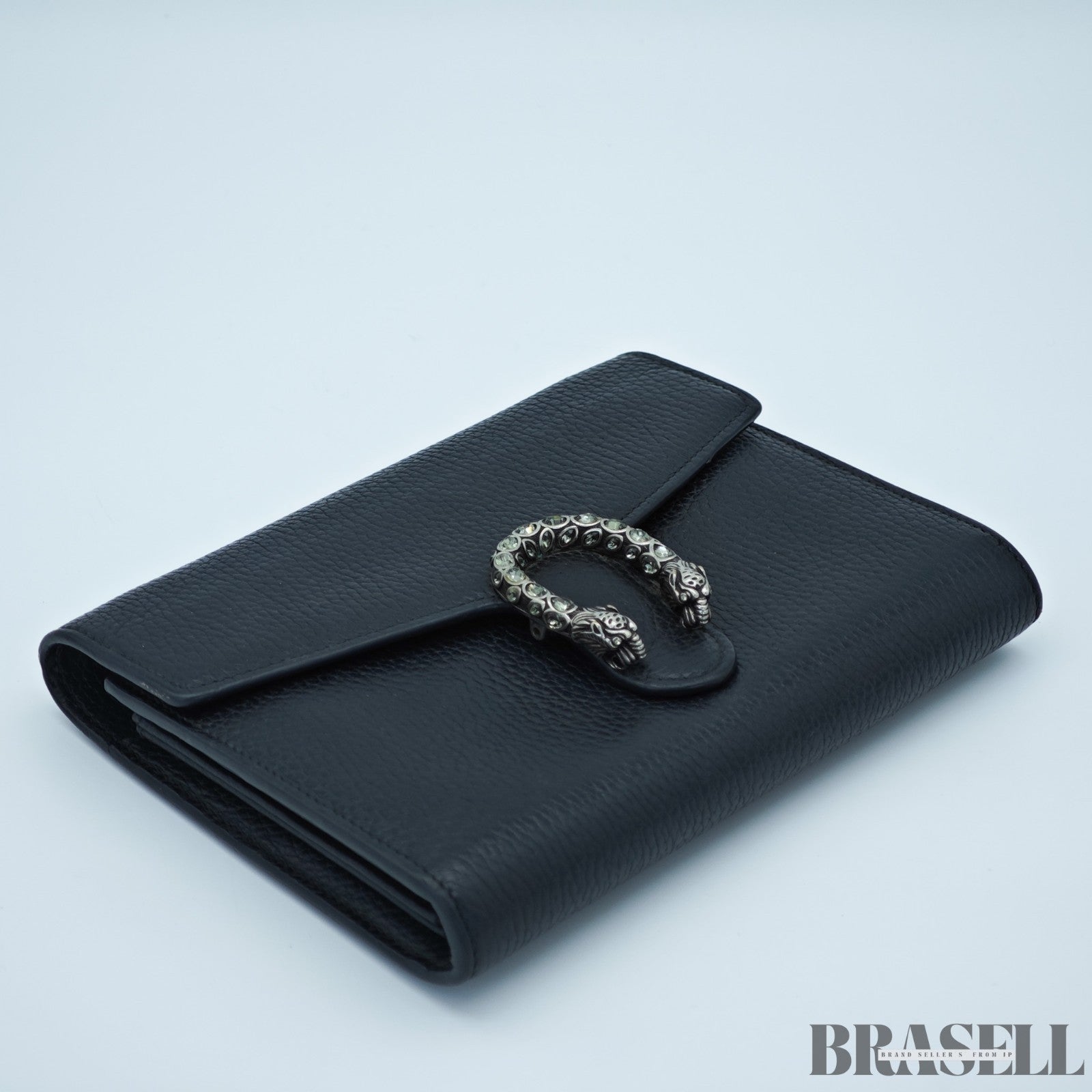 GUCCI Dionysus Tiger Head Chain Wallet 401231 Leather Black