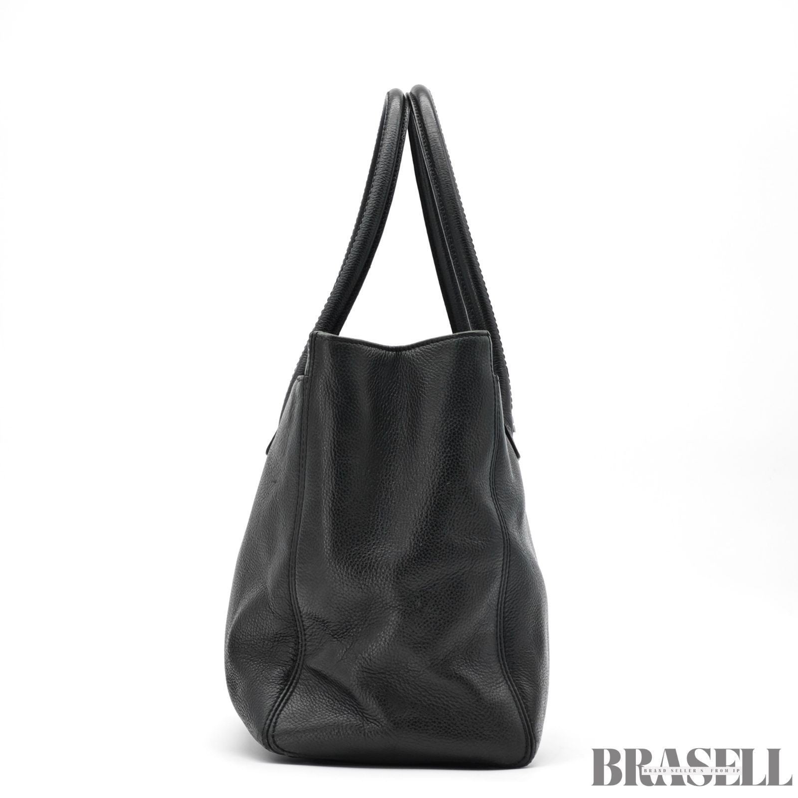 CHANEL Turnlock Caviar Skin Tote Bag Black Large CC Shoulder Bag Women's