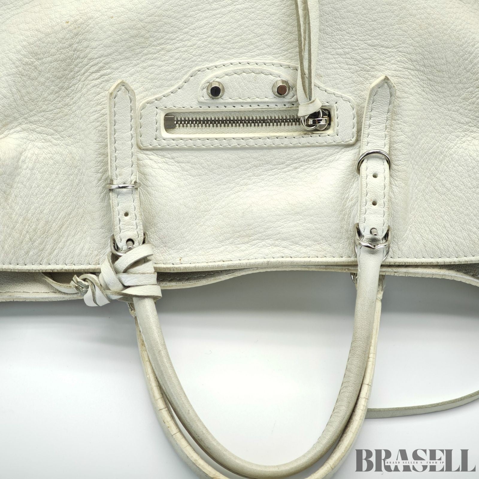 BALENCIAGA 2-Way Handbag Shoulder Bag Paper A4 370926 Ivory Women's