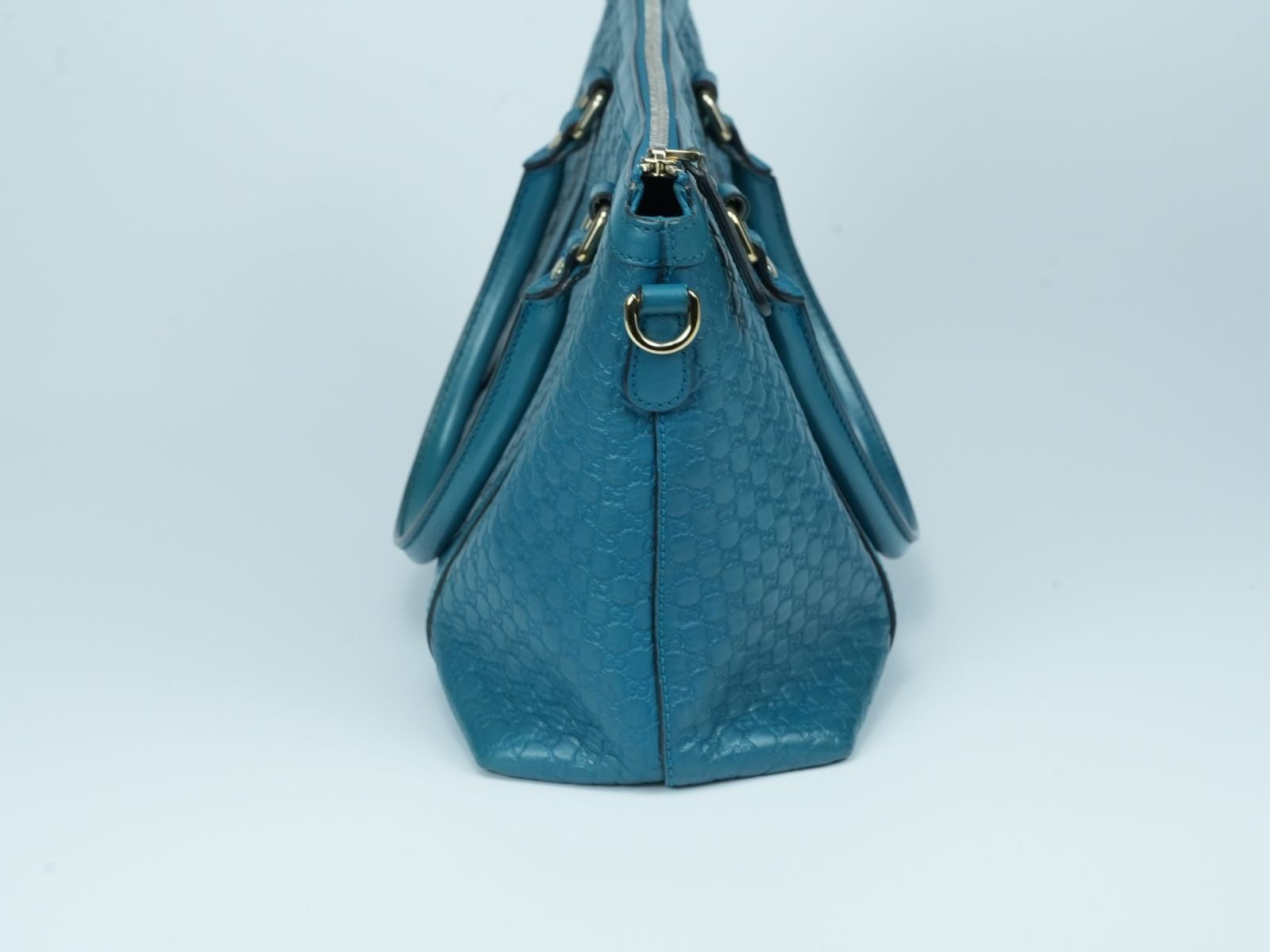GUCCI Microguccissima GG Pattern Leather Tote Bag Emerald Blue