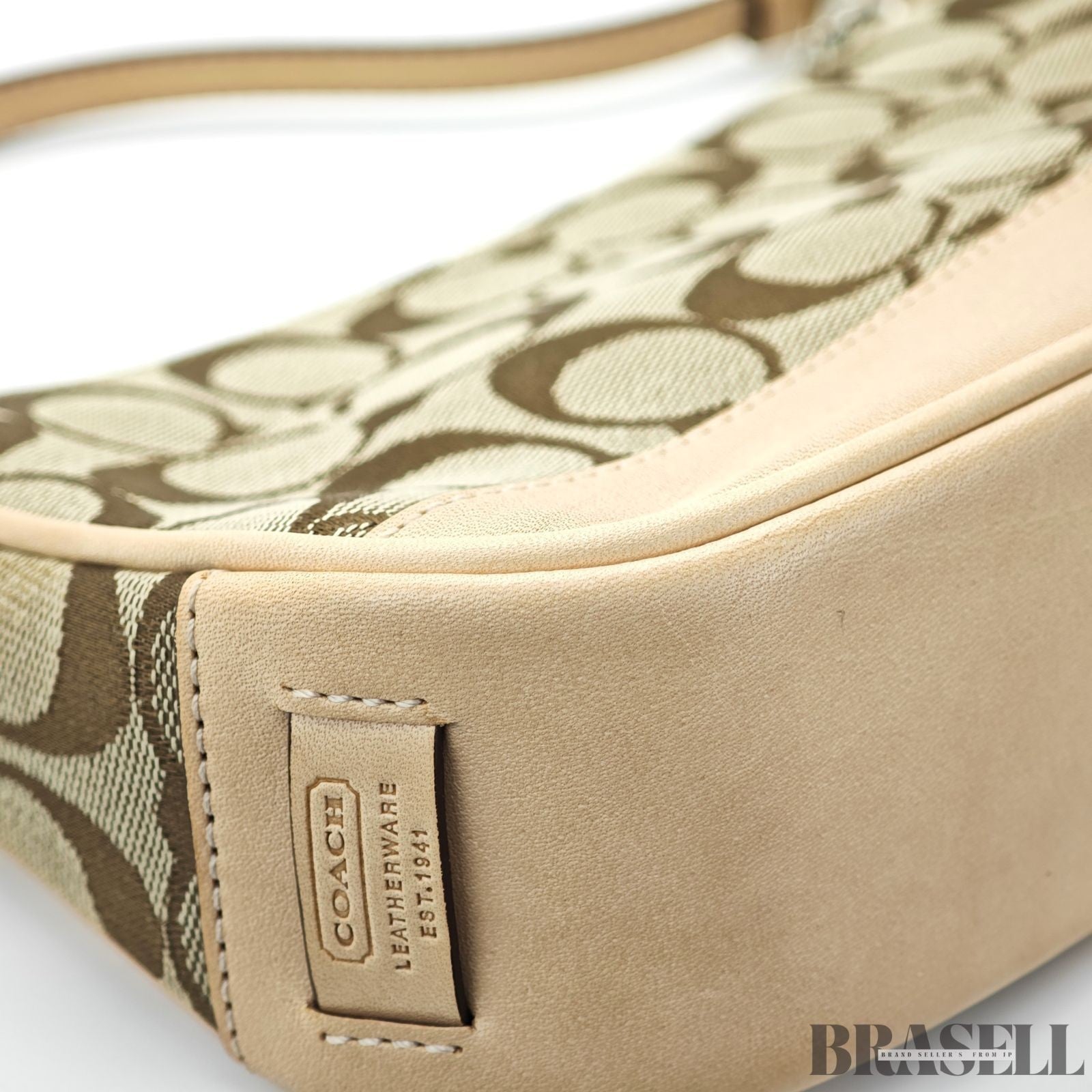 COACH Signature Mini Bag Beige Handbag Women's with Dust Bag