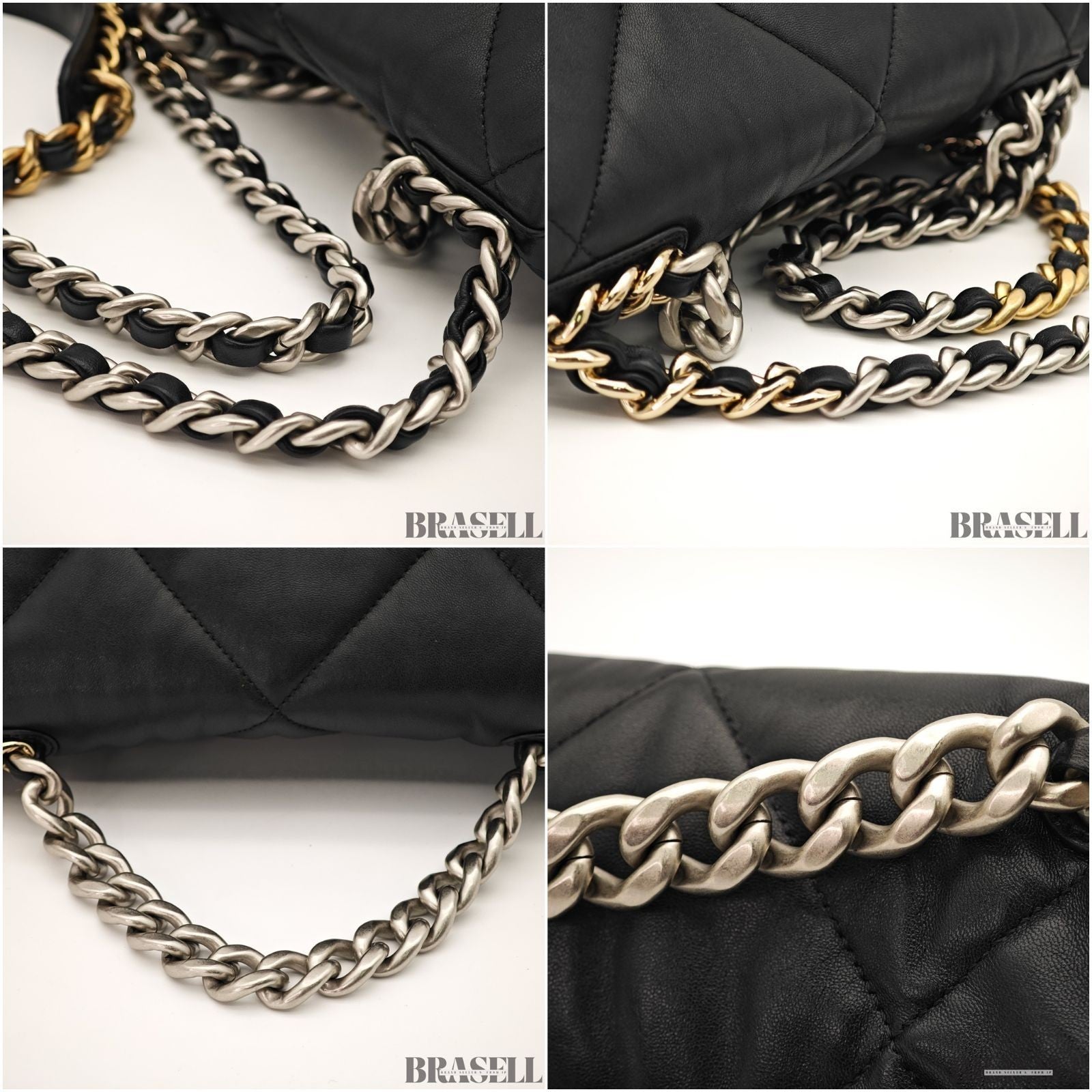 CHANEL 19 Matelasse 2way Chain Shoulder Bag Handbag AS1160 Leather Black