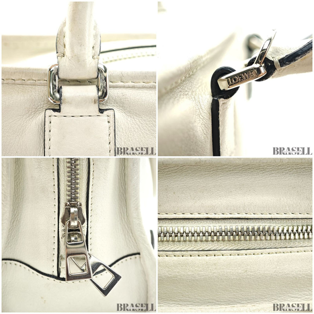 Loewe Amazona 23 A039N07X02 Handbag Shoulder Bag 2Way Pearl Gray Leather