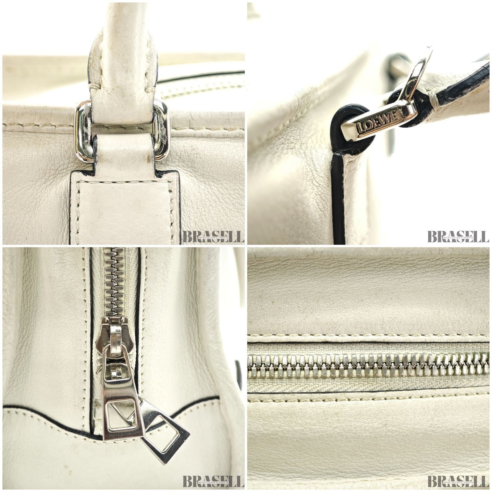 Loewe Amazona 23 A039N07X02 Handbag Shoulder Bag 2Way Pearl Gray Leather